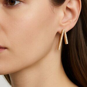 NIB ZARA Geometric Abstract Rhinestone Earrings 1.25 inches